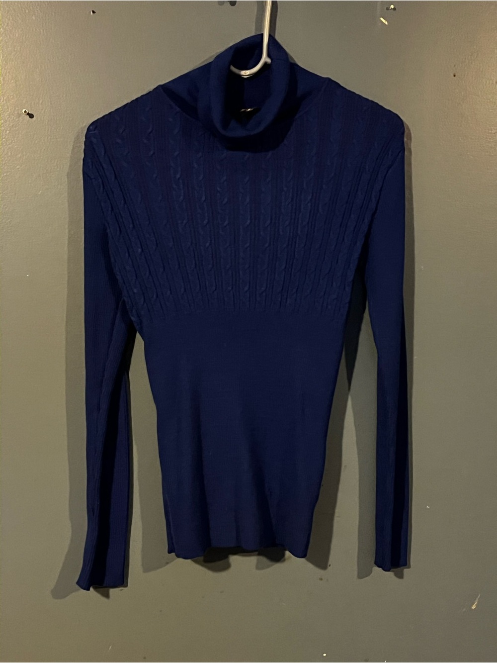 New York & Company Cable Knit Turtleneck Sweater - Navy